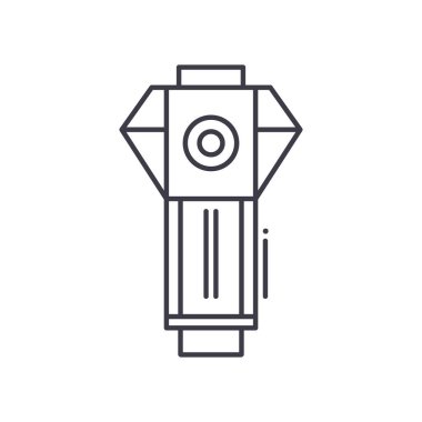 Mikrofon simgesi, doğrusal izole edilmiş illüstrasyon, ince çizgi vektörü, web tasarım işareti, düzenlenebilir çizgi konsept sembolü beyaz arkaplan üzerinde.