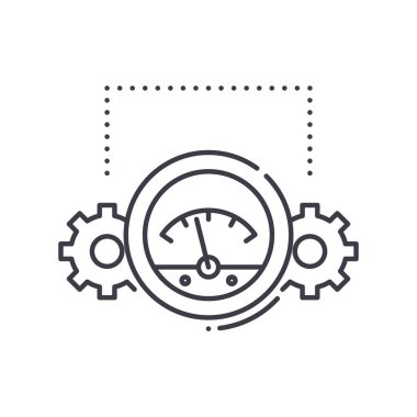 Metre denetim simgesi, doğrusal izole edilmiş illüstrasyon, ince çizgi vektörü, web tasarım işareti, düzenlenebilir çizgi konsept sembolü beyaz arkaplan üzerinde.