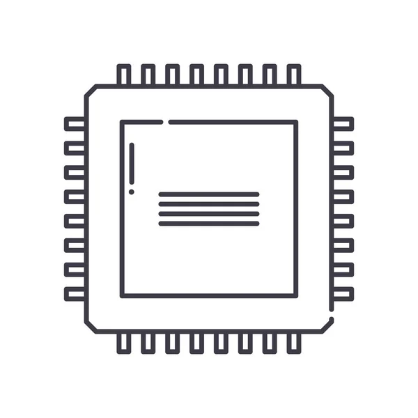 마이크로 컨트롤러 아이콘 (Micro controller icon), 선형외진 일러스트, 얇은 줄 벡터, 웹 디자인 기호, 윤곽 기호의 개념 심볼 흰색 배경에 editable 스트로크. — 스톡 벡터