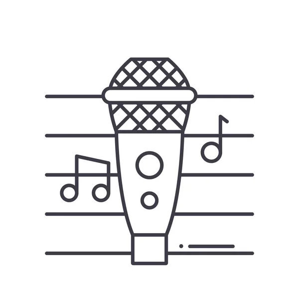 Mikrofonkonzept-Symbol, linear isolierte Illustration, dünner Linienvektor, Webdesign-Zeichen, Umrisskonzept-Symbol mit editierbarem Strich auf weißem Hintergrund. — Stockvektor