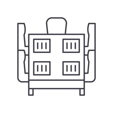 Toplantı odası simgesi, doğrusal izole edilmiş illüstrasyon, ince çizgi vektörü, web tasarım işareti, düzenlenebilir beyaz arkaplan üzerinde çizgi konsept sembolü.