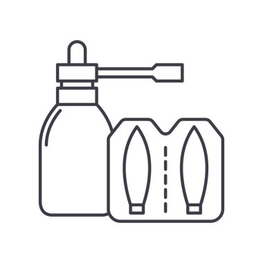 Tıbbi ürün simgesi, doğrusal izole edilmiş illüstrasyon, ince çizgi vektörü, web tasarım işareti, düzenlenebilir çizgi konsept sembolü beyaz arkaplan üzerinde.