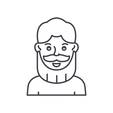 Bıyık simgesi, doğrusal izole edilmiş illüstrasyon, ince çizgi vektörü, web tasarım işareti, düzenlenebilir beyaz arkaplan üzerinde çizgi konsept sembolü.