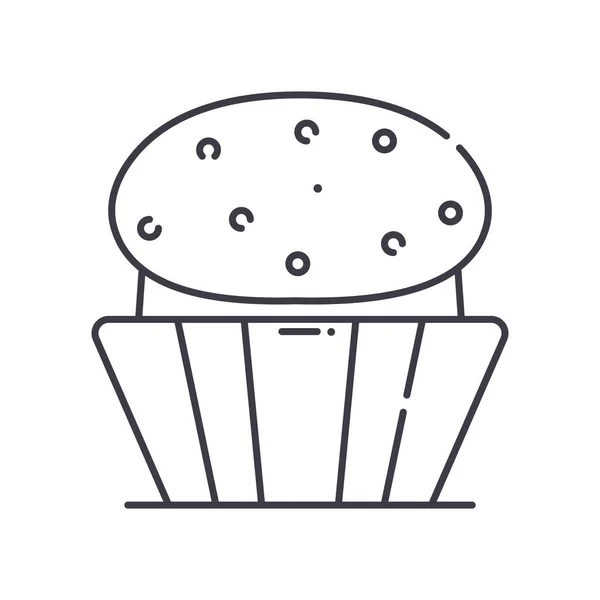 Icône de muffin, illustration linéaire isolée, vecteur de ligne mince, panneau de conception Web, symbole de concept de contour avec trait modifiable sur fond blanc. — Image vectorielle