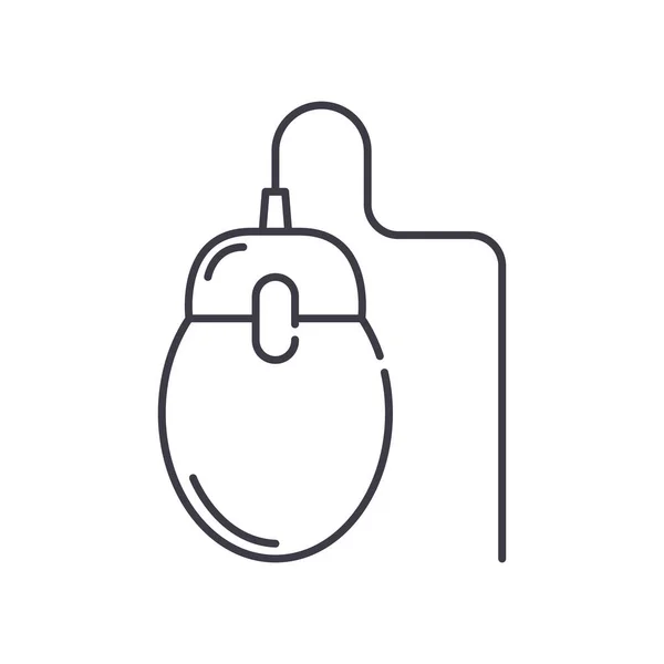 Icono de concepto de ratón, ilustración lineal aislada, vector de línea delgada, signo de diseño web, símbolo de concepto de contorno con trazo editable sobre fondo blanco. — Vector de stock