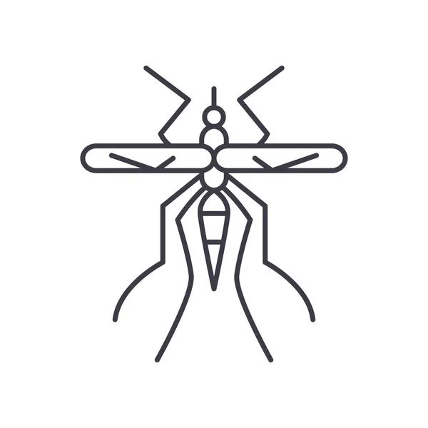 蚊子图标，线性孤立图解，细线向量，网页设计符号，轮廓概念符号与可编辑笔划白色背景. — 图库矢量图片