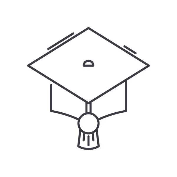 Mortarboard-Symbol, linear isolierte Illustration, dünner Linienvektor, Webdesign-Schild, Umrisskonzept-Symbol mit editierbarem Strich auf weißem Hintergrund. — Stockvektor