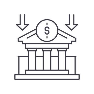 Para tasarrufu konsepti simgesi, doğrusal izole çizim, ince çizgi vektörü, web tasarım işareti, düzenlenebilir çizgi konsept sembolü beyaz arkaplan üzerinde.