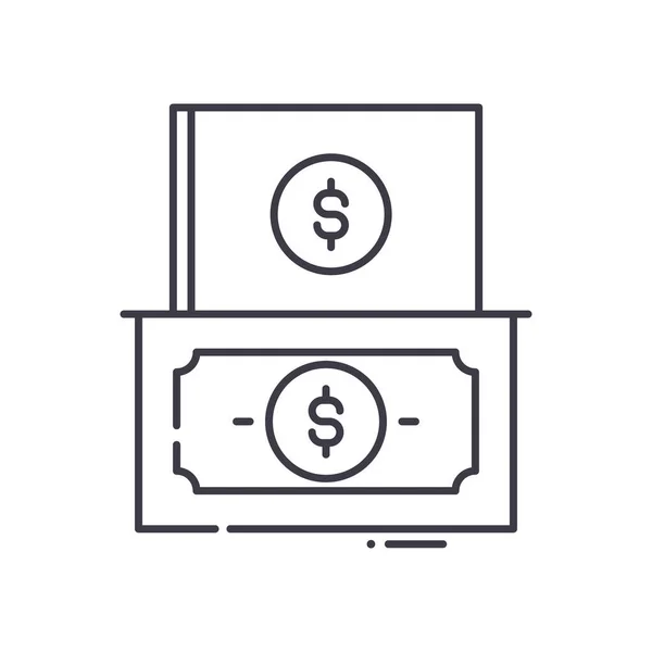 Dinheiro relata ícone, ilustração isolada linear, vetor de linha fina, sinal de web design, símbolo de conceito de esboço com curso editável em fundo branco. — Vetor de Stock