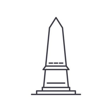 Dikilitaş simgesi, doğrusal izole edilmiş illüstrasyon, ince çizgi vektörü, web tasarım işareti, düzenlenebilir beyaz arkaplan üzerinde çizgi konsept sembolü.