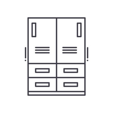 Ofis arşivi simgesi, doğrusal izole resimleme, ince çizgi vektörü, web tasarım işareti, düzenlenebilir çizgi konsept sembolü beyaz arkaplan üzerinde.