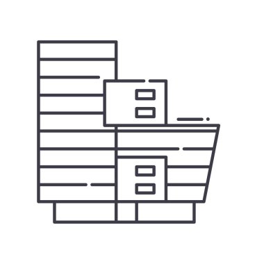Ofis oluşturma konsepti simgesi, doğrusal izole çizim, ince çizgi vektörü, web tasarım işareti, düzenlenebilir konsept sembolü beyaz arkaplan üzerinde.