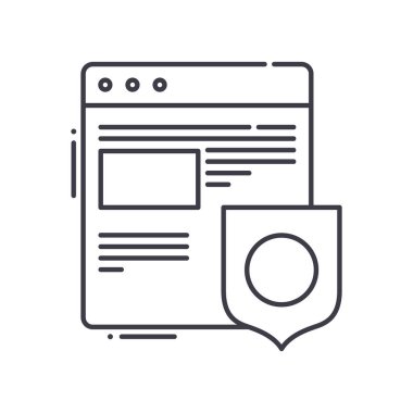 Ağ koruma simgesi, doğrusal izole edilmiş illüstrasyon, ince çizgi vektörü, web tasarım işareti, düzenlenebilir beyaz arkaplan üzerinde çizgi konsept sembolü.