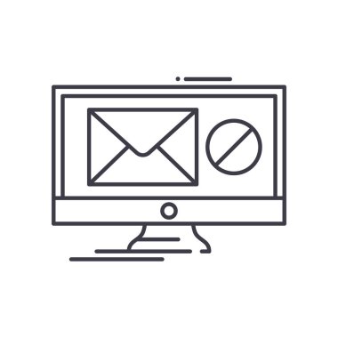 Çöp posta konsepti simgesi yok, doğrusal izole resimleme, ince çizgi vektörü, web tasarım işareti, düzenlenebilir konsept sembolü beyaz arkaplan üzerinde.