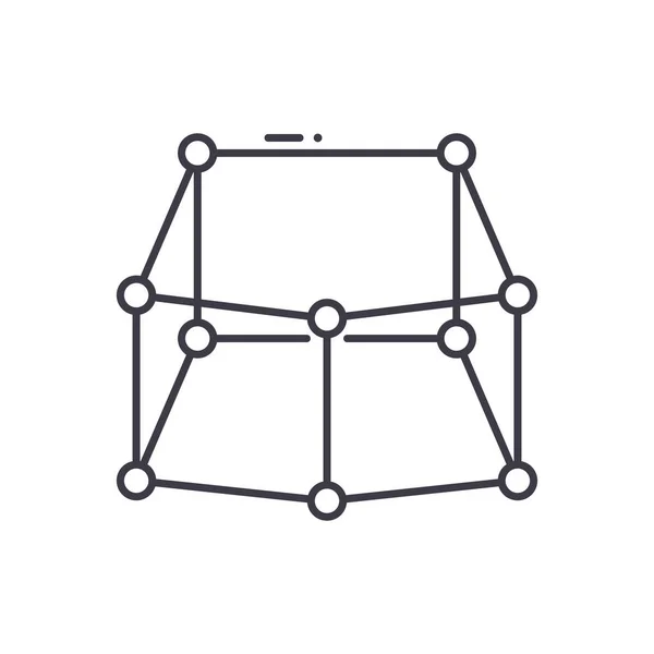 Icône de structure réseau, illustration linéaire isolée, vecteur de ligne mince, panneau de conception Web, symbole de concept de contour avec trait modifiable sur fond blanc. — Image vectorielle