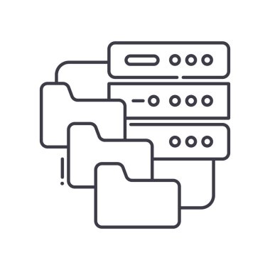 Ağ dosya sistemi konsepti simgesi, doğrusal izole resimleme, ince çizgi vektörü, web tasarım işareti, düzenlenebilir konsept sembolü beyaz arkaplan üzerinde.