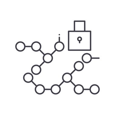 Ağ güvenlik sistemi simgesi, doğrusal izole edilmiş illüstrasyon, ince çizgi vektörü, web tasarım işareti, düzenlenebilir konsept sembolü beyaz arkaplan üzerinde.