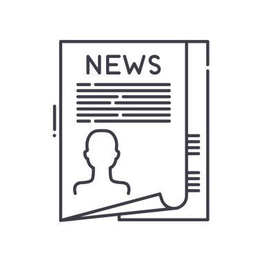 Haber simgesi, doğrusal izole edilmiş illüstrasyon, ince çizgi vektörü, web tasarım işareti, düzenlenebilir konsept sembolü beyaz arkaplan üzerinde.