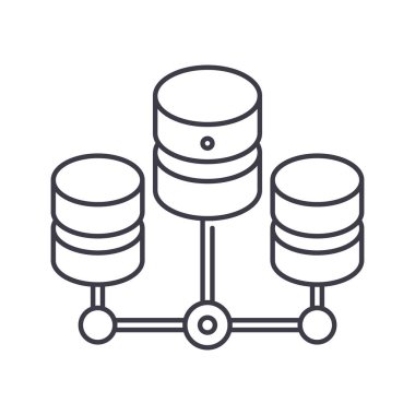 Ağ dosya sistemi simgesi, doğrusal izole edilmiş illüstrasyon, ince çizgi vektörü, web tasarım işareti, düzenlenebilir beyaz arkaplan üzerinde çizgi konsept sembolü.