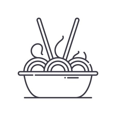 Erişte konsepti simgesi, doğrusal izole resimleme, ince çizgi vektörü, web tasarım işareti, düzenlenebilir konsept sembolü beyaz arkaplan üzerinde.