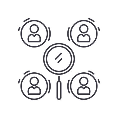 Ağ analizi konsepti simgesi, doğrusal izole çizim, ince çizgi vektörü, web tasarım işareti, düzenlenebilir konsept sembolü beyaz arkaplan üzerinde.