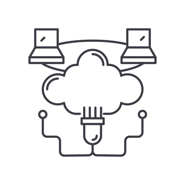 Netzwerkkommunikationsikone, linear isolierte Illustration, dünner Linienvektor, Webdesign-Zeichen, Umrisskonzept-Symbol mit editierbarem Strich auf weißem Hintergrund. — Stockvektor