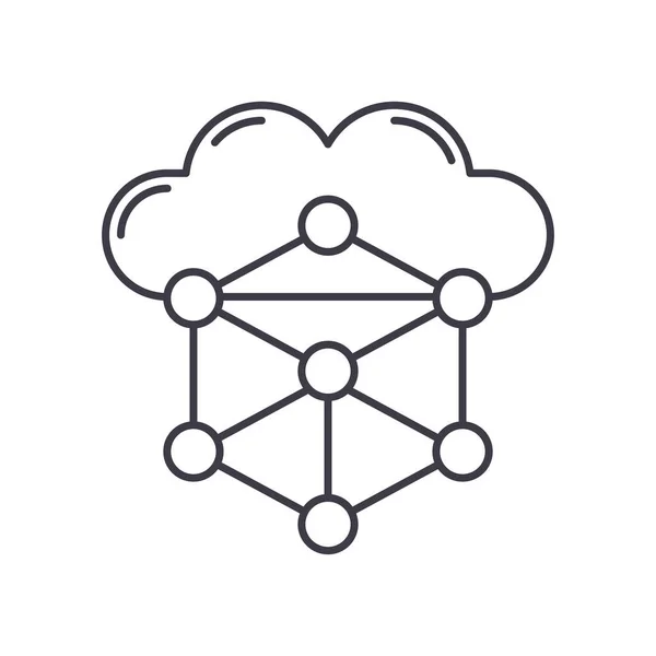 Netzwerktechnologie-Symbol, linear isolierte Illustration, dünner Linienvektor, Webdesign-Zeichen, Umrisskonzept-Symbol mit editierbarem Strich auf weißem Hintergrund. — Stockvektor