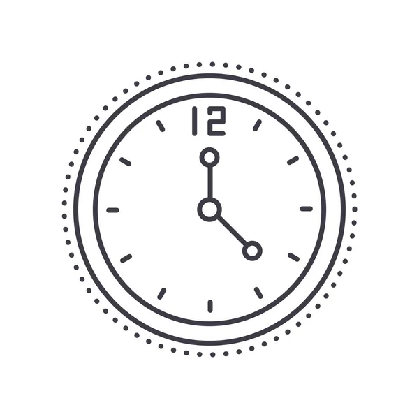 Icono de reloj de oficina, ilustración lineal aislada, vector de línea delgada, signo de diseño web, símbolo de concepto de contorno con trazo editable sobre fondo blanco. — Vector de stock