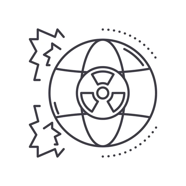 Иконка ядерной войны, линейная изолированная иллюстрация, тонкий вектор линии, знак веб-дизайна, набросок символа концепции с редактируемым штрихом на белом фоне. — стоковый вектор