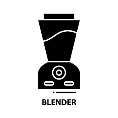Blender simgesi simgesi, düzenlenebilir vuruşlarla siyah vektör işareti, konsept illüstrasyon