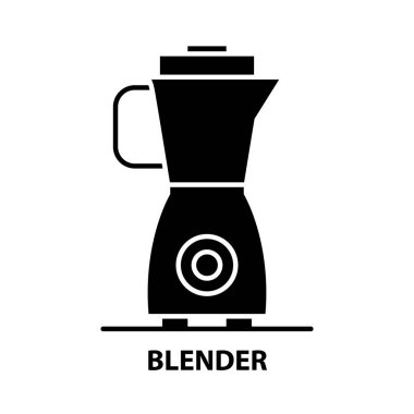 Blender simgesi, düzenlenebilir vuruşlarla siyah vektör işareti, konsept illüstrasyon