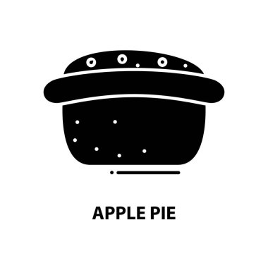 Elmalı turta simgesi, düzenlenebilir vuruşlarla siyah vektör işareti, konsept illüstrasyon