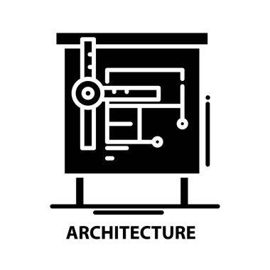 mimari simgesi, düzenlenebilir vuruşlarla siyah vektör işareti, konsept illüstrasyon