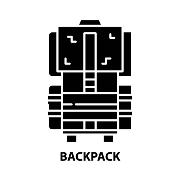 Sırt çantası simgesi, düzenlenebilir vuruşlarla siyah vektör işareti, konsept illüstrasyon — Stok Vektör