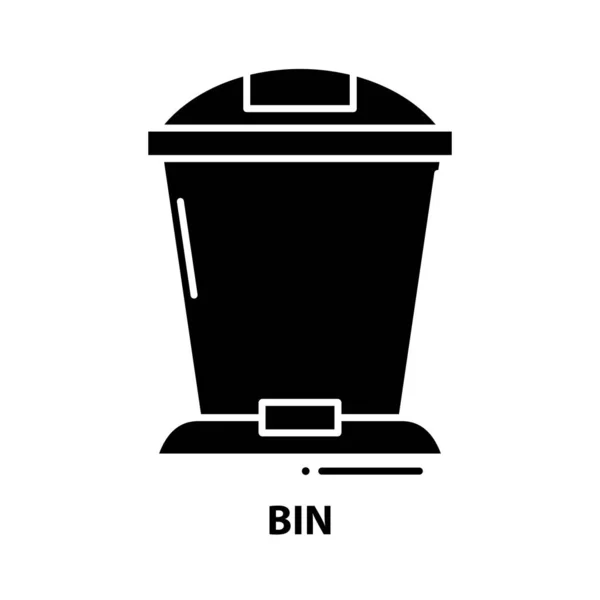 Icono de símbolo bin, signo de vector negro con trazos editables, ilustración de concepto — Vector de stock
