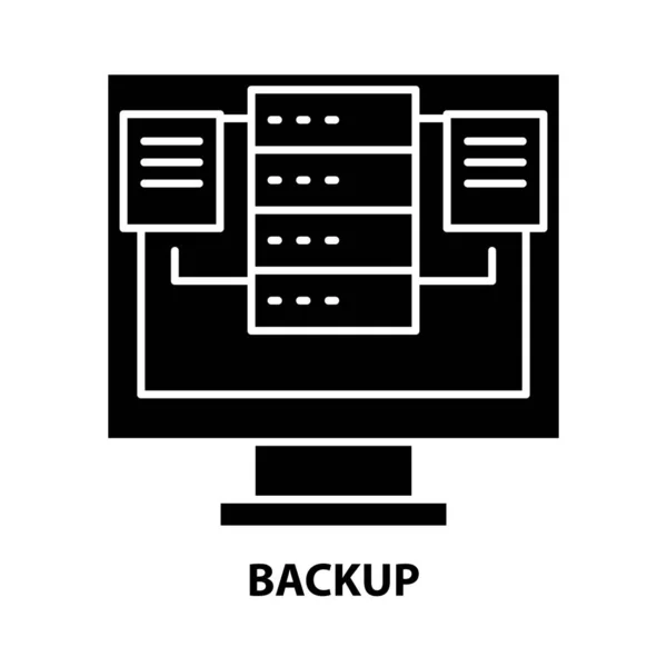 Icona di backup, segno vettoriale nero con tratti modificabili, illustrazione concettuale — Vettoriale Stock