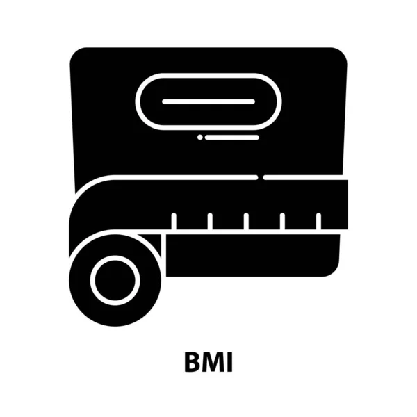 Иконка bmi, знак черного вектора с редактируемыми штрихами, концептуальная иллюстрация — стоковый вектор