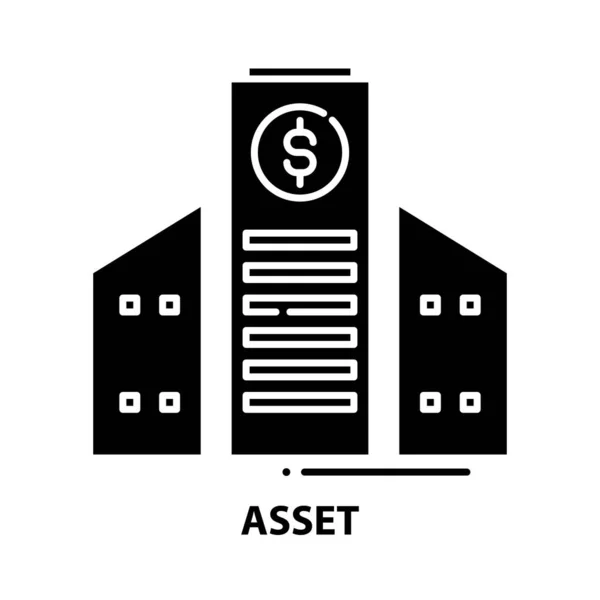 Asset-Symbol, schwarzes Vektorzeichen mit editierbaren Strichen, Konzeptillustration — Stockvektor