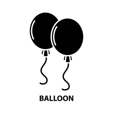 balon sembolü, düzenlenebilir vuruşlarla siyah vektör işareti, konsept illüstrasyon