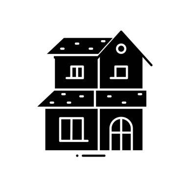 bina simgesi, düzenlenebilir vuruşlu siyah vektör işareti, konsept illüstrasyon
