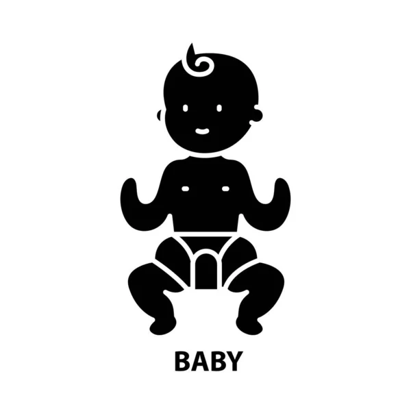 Icona del bambino, segno vettoriale nero con tratti modificabili, illustrazione concettuale — Vettoriale Stock