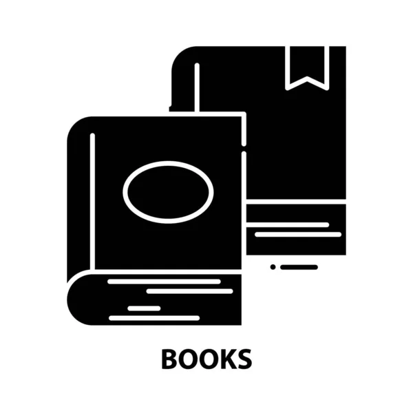 Livro ícone, sinal vetorial preto com traços editáveis, ilustração conceito — Vetor de Stock