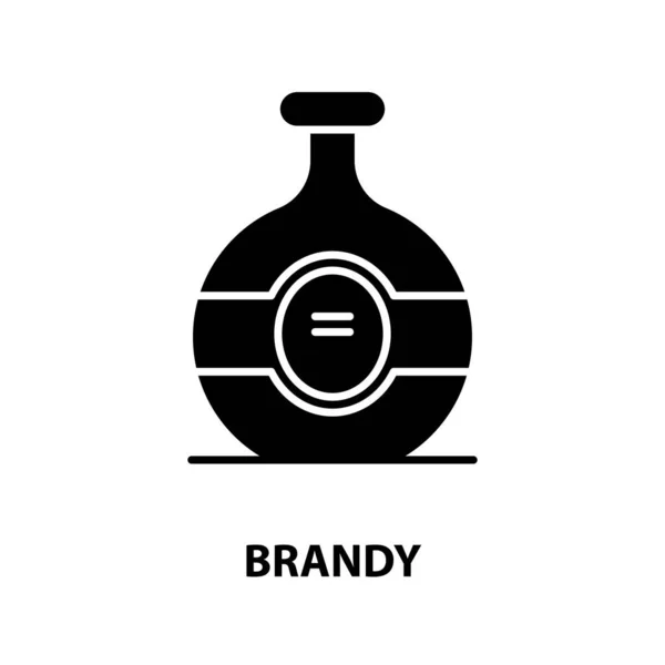 Ícone brandy, sinal vetorial preto com traços editáveis, ilustração conceito — Vetor de Stock