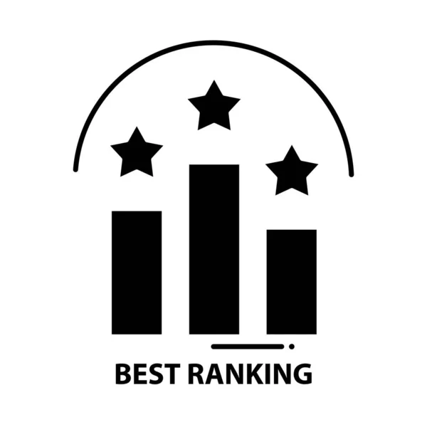 Najlepsza ikona rankingu, czarny znak wektorowy z edytowalnymi pociągnięciami, ilustracja koncepcyjna — Wektor stockowy