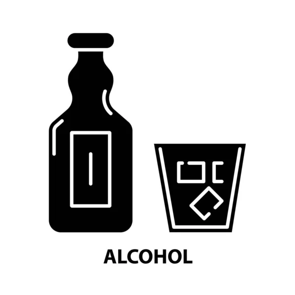 Alcohol icon, black vector sign with editable strokes, concept illustration — Stock Vector