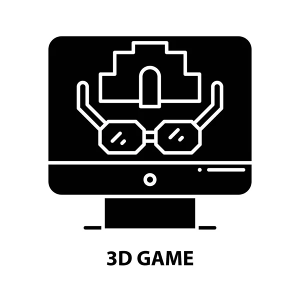 Icono del juego 3d, signo de vector negro con movimientos editables, ilustración de concepto — Archivo Imágenes Vectoriales