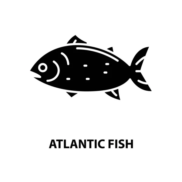Icono del pez atlántico, signo de vector negro con trazos editables, ilustración conceptual — Vector de stock