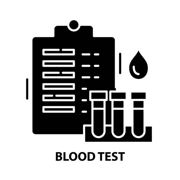 혈액 검사 아이콘, 검은 벡터 사인 편집 가능 한 획, 개념 설명 — 스톡 벡터