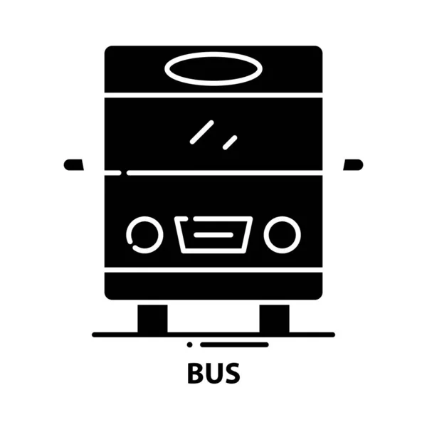 Busz ikon, fekete vektor jel szerkeszthető stroke, koncepció illusztráció — Stock Vector