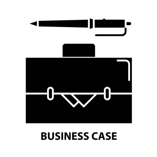 Icona del simbolo del business case, segno vettoriale nero con tratti modificabili, illustrazione concettuale — Vettoriale Stock